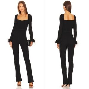 NWT Lovers and Friends Evana Feather Jumpsuit in Black